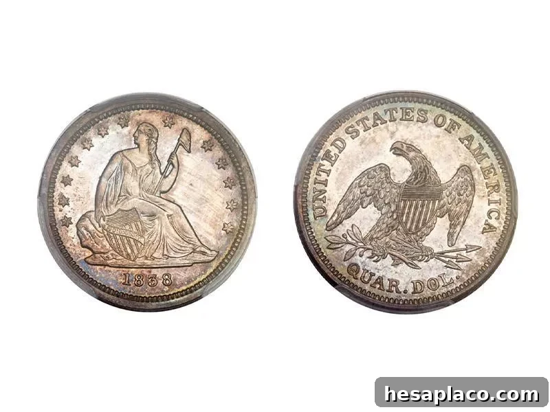 Proof 1838 Seated Liberty Quarter