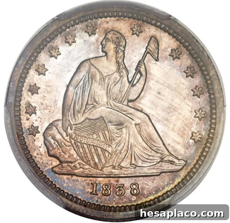 Proof 1838 Seated Liberty Quarter
