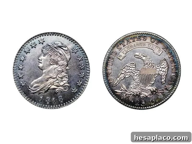1818 B-8 Capped Bust Quarter