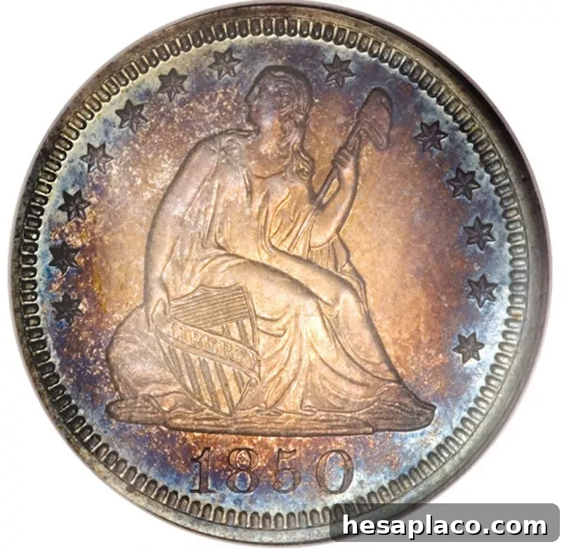 1850 Proof Liberty Seated Quarter