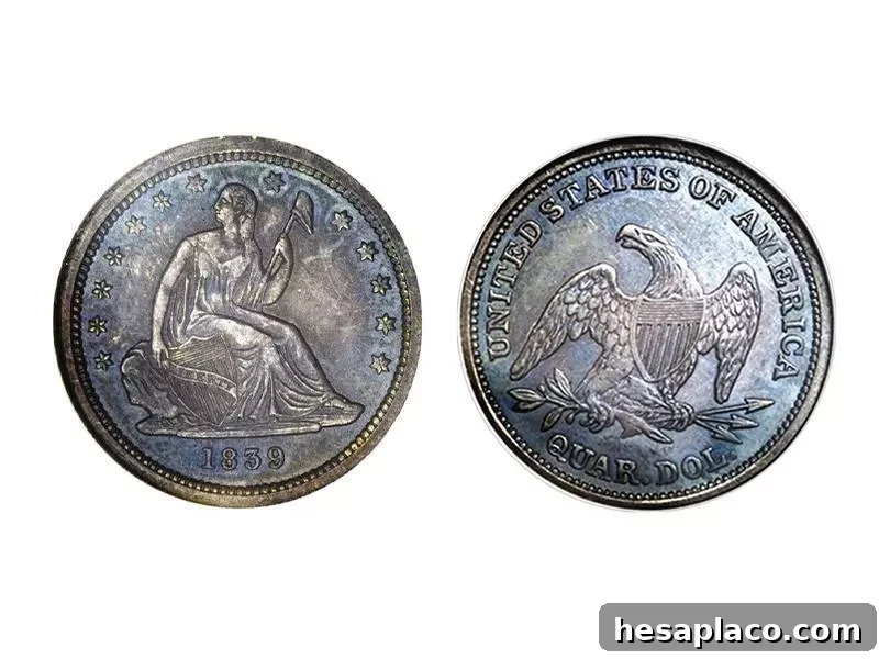 1839 Proof Seated Liberty Quarter