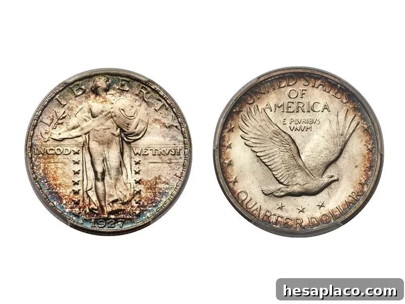 1927-S Full Head Standing Liberty Quarter