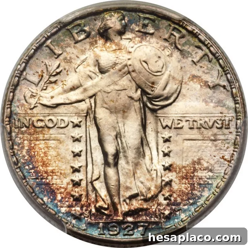 1927-S Full Head Standing Liberty Quarter