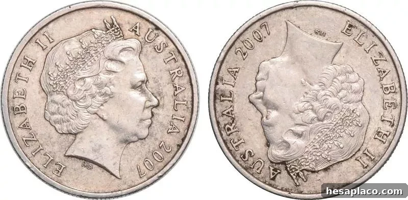 2007 Australian Double Obverse 5 Cent