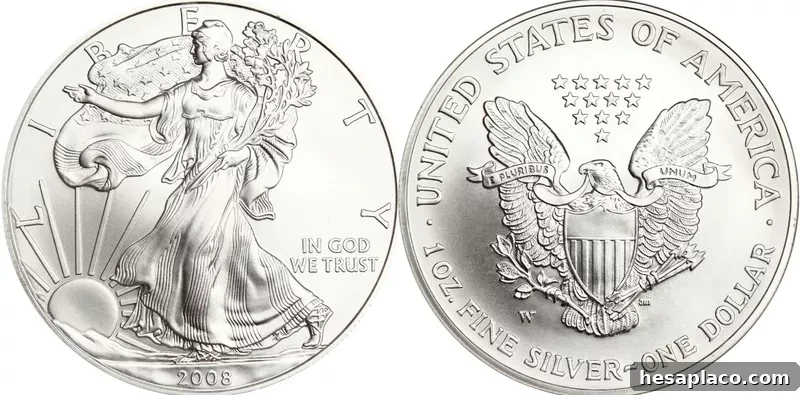 2008-W U.S. Reverse of 2007 Silver Eagle Dollar