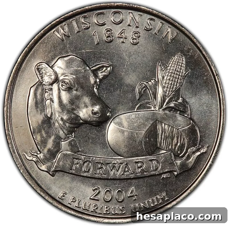 2004-D U.S. Wisconsin Extra Leaf Quarter