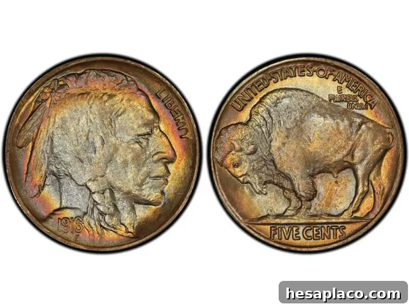 1916-D Buffalo Nickel — Doubled Die Obverse