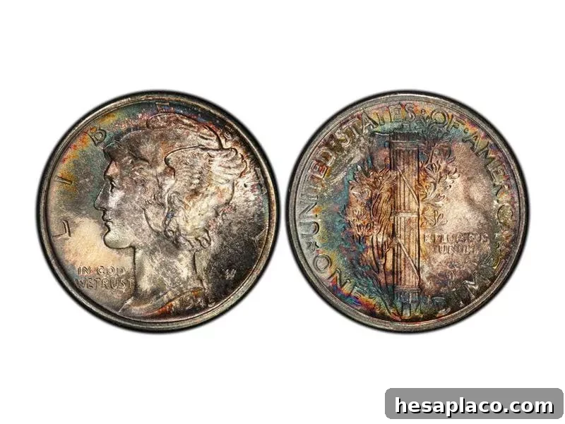 1945 S Micro S Full Band Mercury Dime