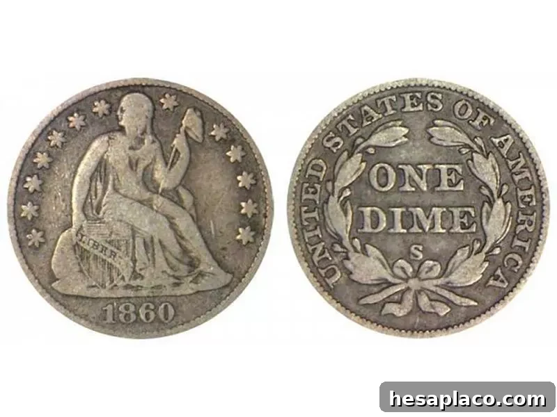 1860 O Seated Liberty Dime