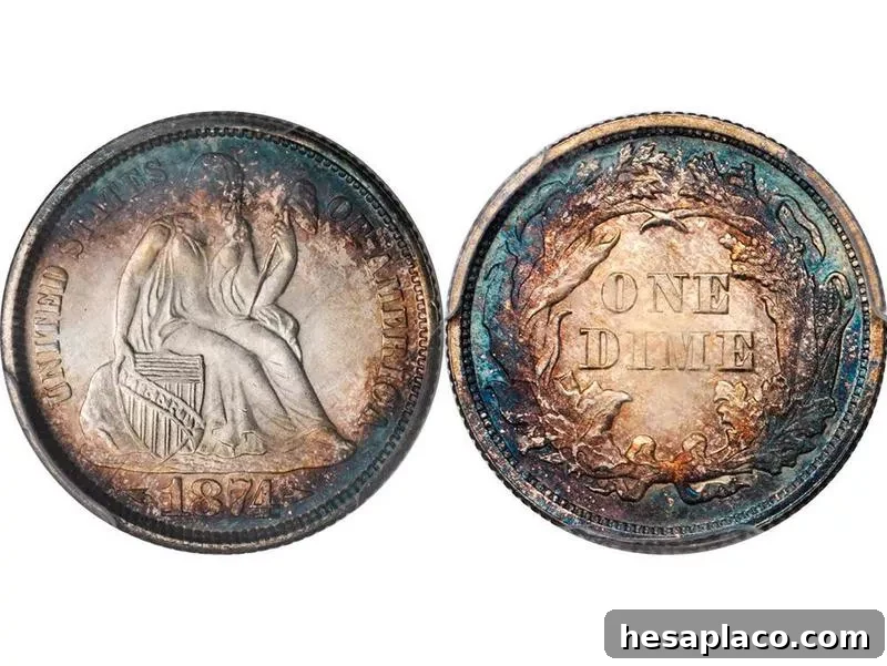 1874 Seated Liberty Dime With Arrows Proof