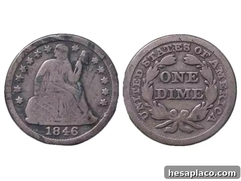1846 Seated Liberty Dime