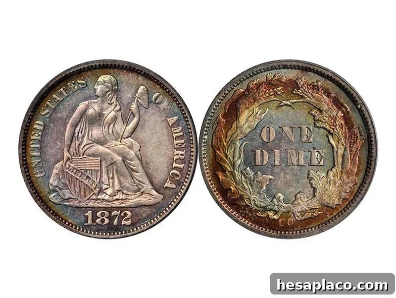 1872 CC Seated Liberty Dime