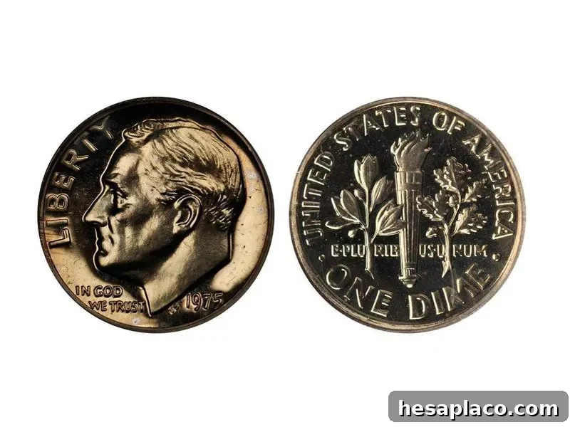 1975 No S Roosevelt Dime Proof
