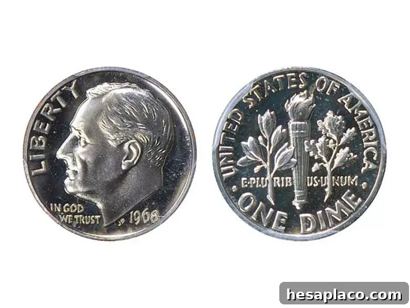 1968 No S Roosevelt Dime Proof