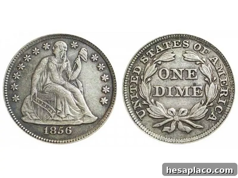 1856 S Seated Liberty Dime
