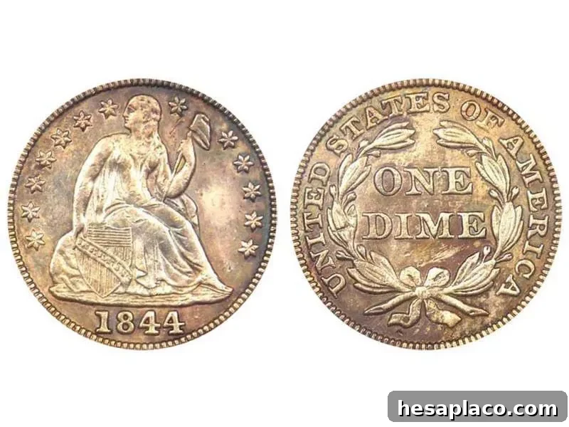 1844 Seated Liberty Dime