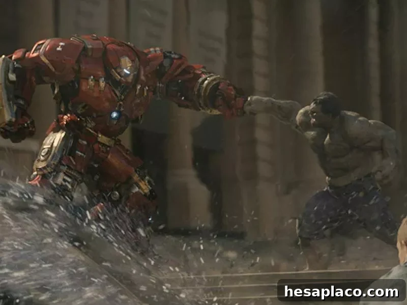 Robert Downey Jr. and Mark Ruffalo in Avengers: Age of Ultron (2015)