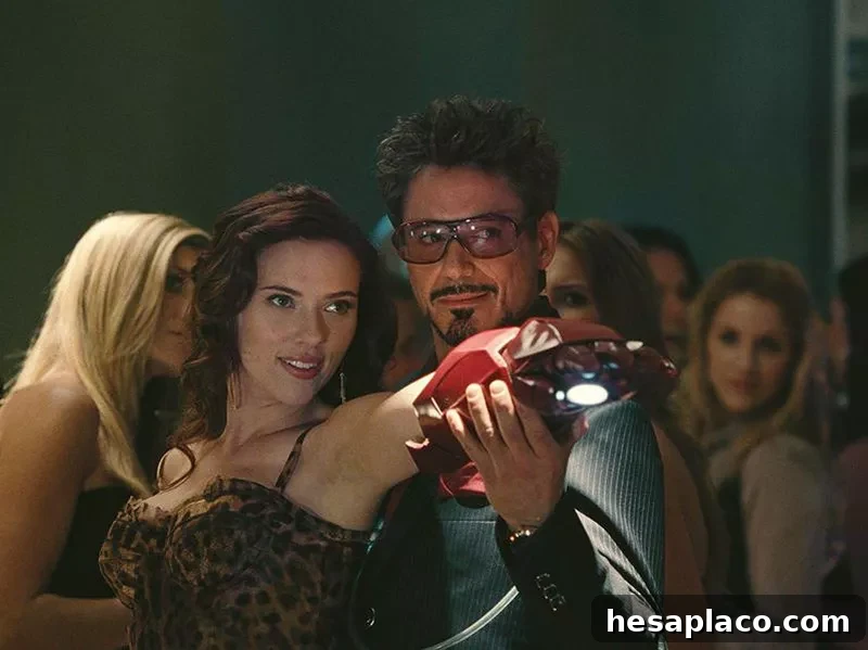 Robert Downey Jr. and Scarlett Johansson in Iron Man 2 (2010)