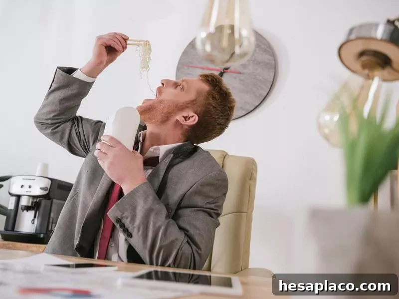 office worker eating