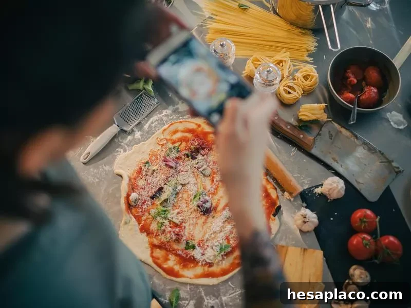 Smartphone photo of pizza making