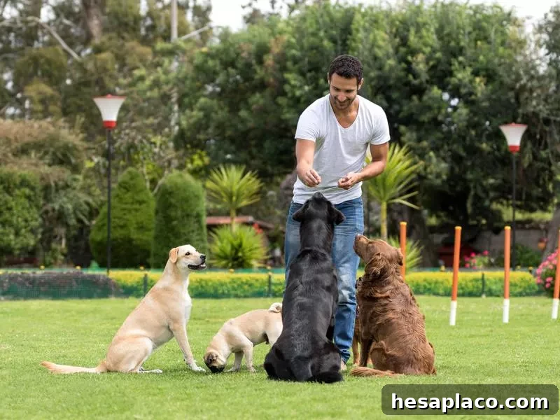 Dog walker with dogs
