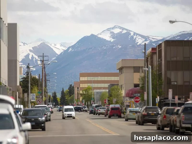Alaska against the background of mountains