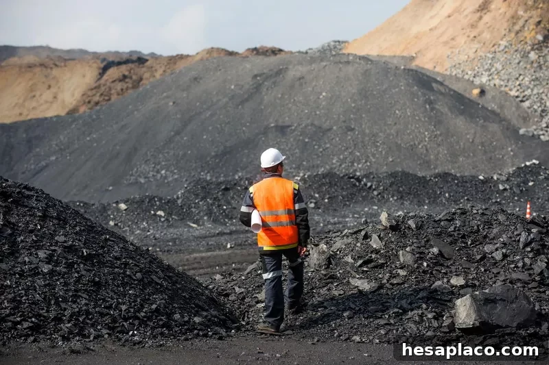 Coal mining in an open pit