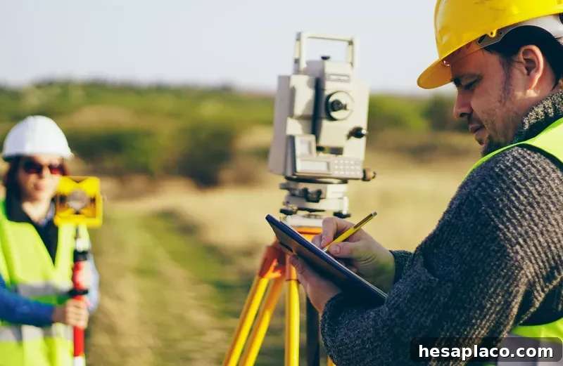 Surveying engineers at work
