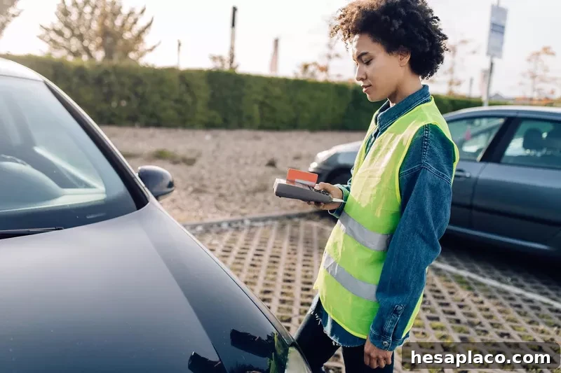 Parking controller checking the parking lot