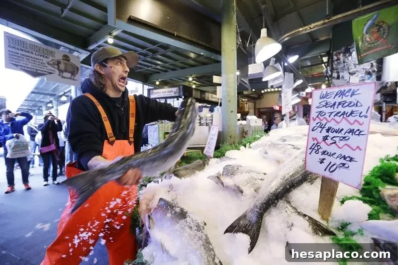 Throwing fish in Pike Place
