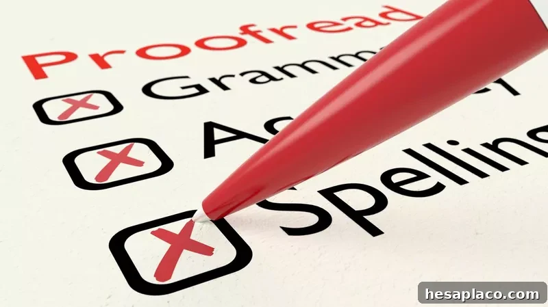 Checklist of proofreading characteristics