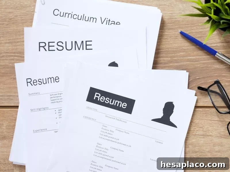 A stack of resumes
