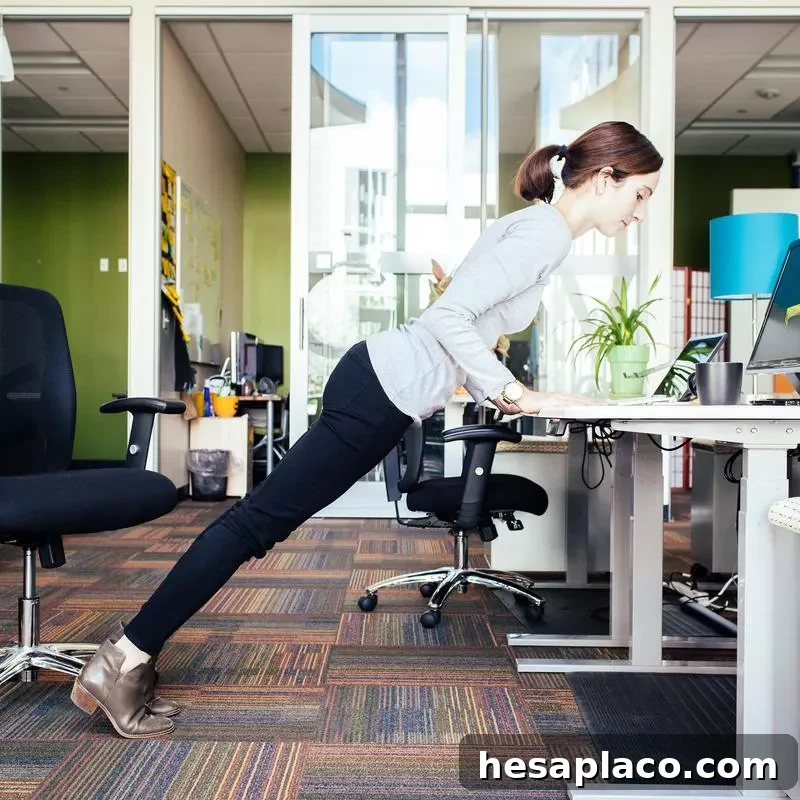 11 Desk Yoga Moves to Relieve Neck, Back, and Shoulder Tension 13 Desk Chaturanga