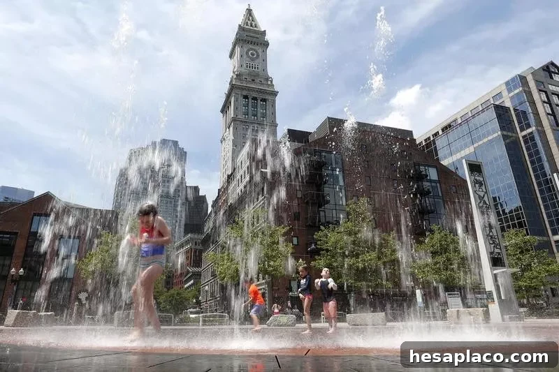 Fountain on the Rose Kennedy Greenway in Boston