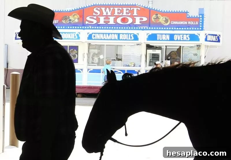 Man with horse at a competition in Oklahoma