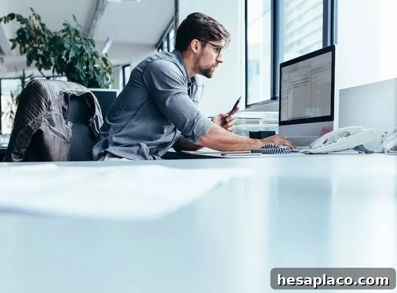 Worker at computer