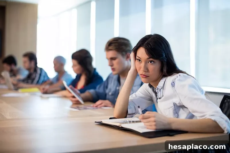 Bored woman at meeting