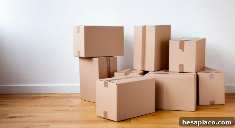 stack of moving boxes