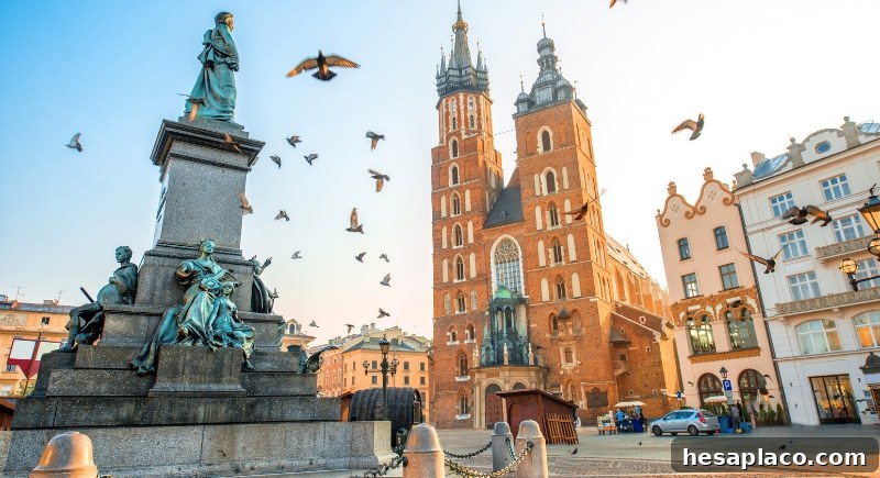 Polish cityscape with historic architecture