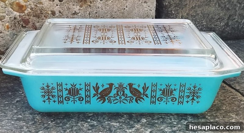 Turquoise Golden Birds Pyrex