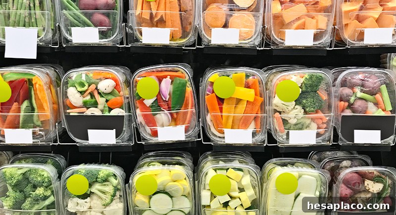 Pre-cut produce in plastic container