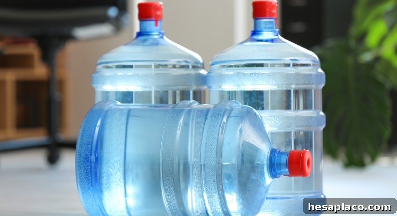 Bottled water on store shelf