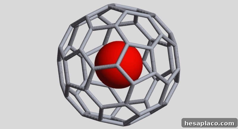 Endohedral fullerene illustration