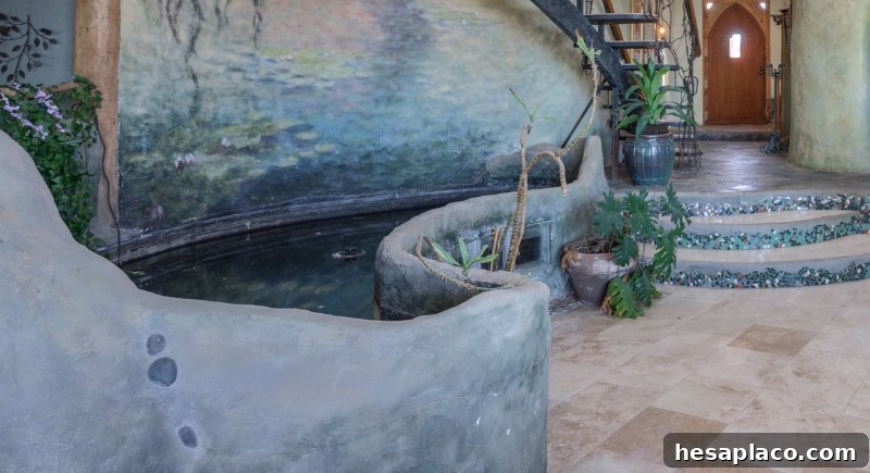 Indoor pond running along the main living area