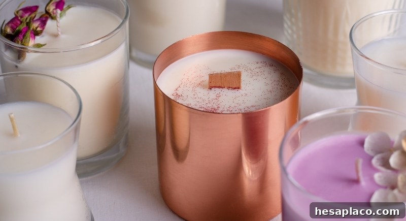 Scented candle in glass container