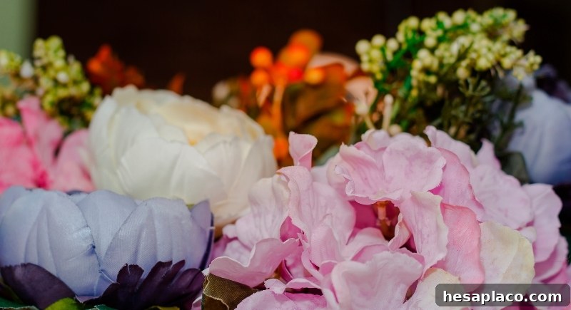 Bouquet of artificial hydrangeas