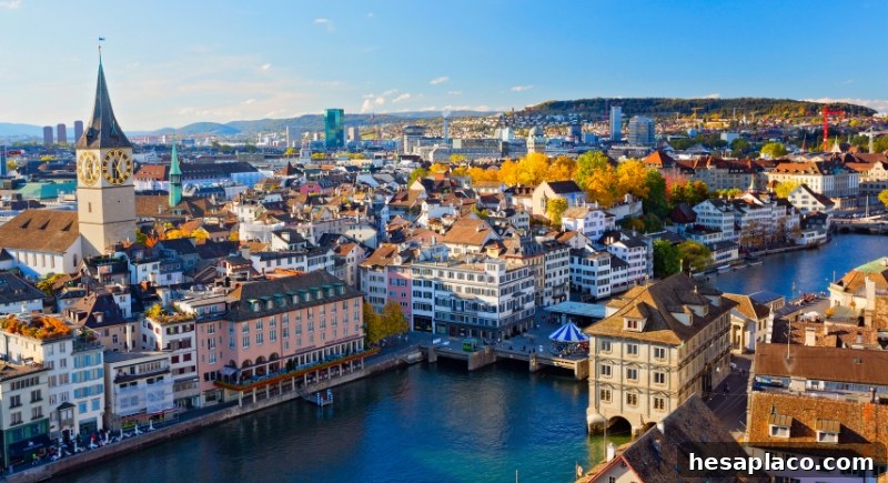 Zurich lake and city