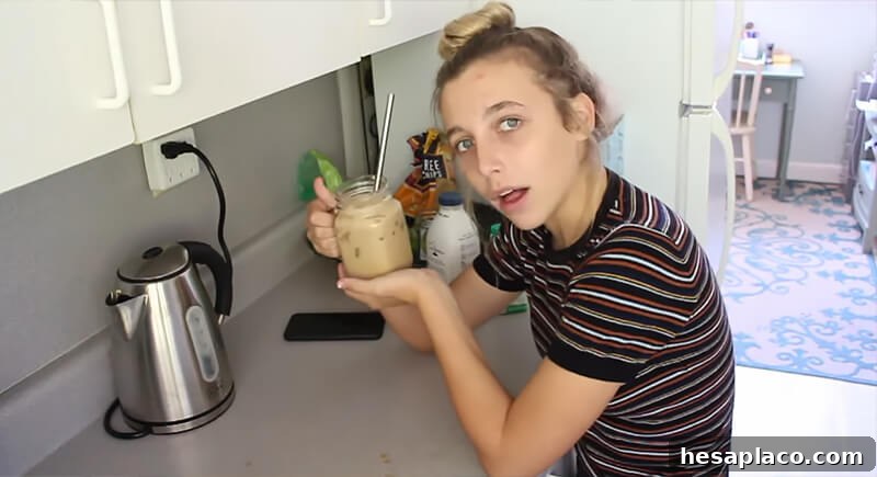 Emma Chamberlain with coffee