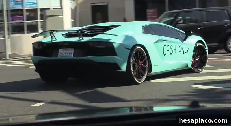 Justin Bieber's turquoise Lamborghini Aventador