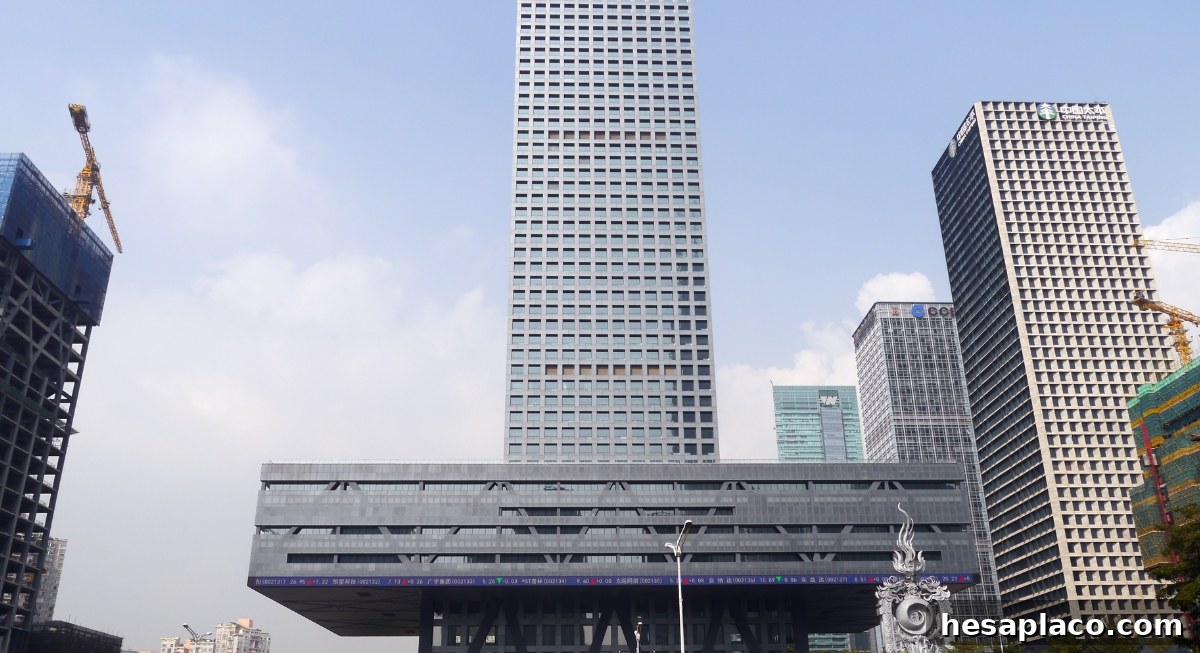 Stock market or corporate building